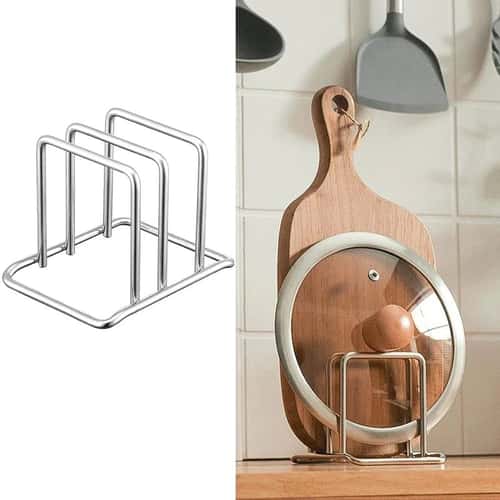 Stainless Steel Cutting Board Holder – Wall-Mounted Kitchen Rack Organizer