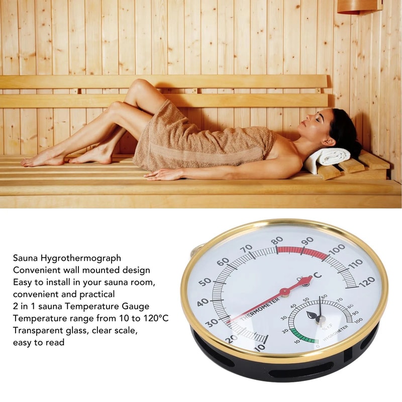 2in1 Sauna Thermometer Hygrometer Aluminum WallMounted Temperature Humidity Gauge 50248F 3