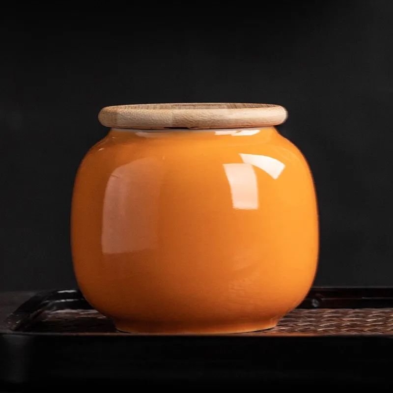 Vintage Ceramic Storage Jar With Bamboo Lid Mini European Tea Candy Cookie Sealed Container Decor 7