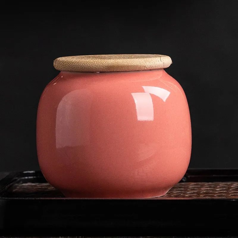 Vintage Ceramic Storage Jar With Bamboo Lid Mini European Tea Candy Cookie Sealed Container Decor 12