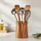 360 Rotating Wooden Utensil Holder Farmhouse Trapezoid Cutlery Chopstick Storage Organizer 5