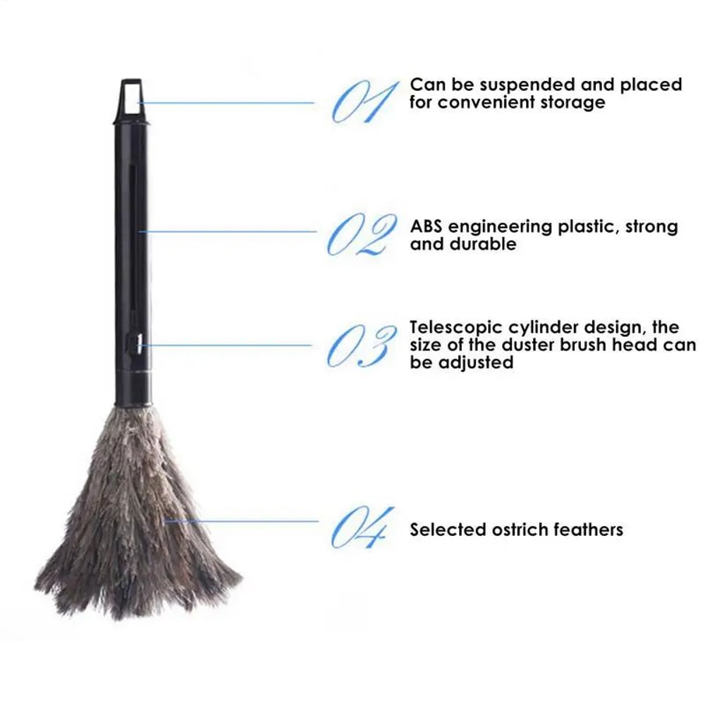 Telescopic Feather Duster AntiStatic Extendable Cleaning Brush With Plastic Handle For Home Car 2
