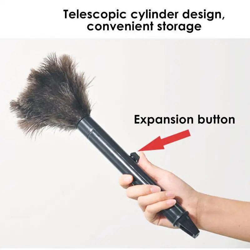Telescopic Feather Duster AntiStatic Extendable Cleaning Brush With Plastic Handle For Home Car 3