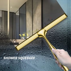 10in stainless steel shower squeegee – glass window cleaner with silicone blade & hook set