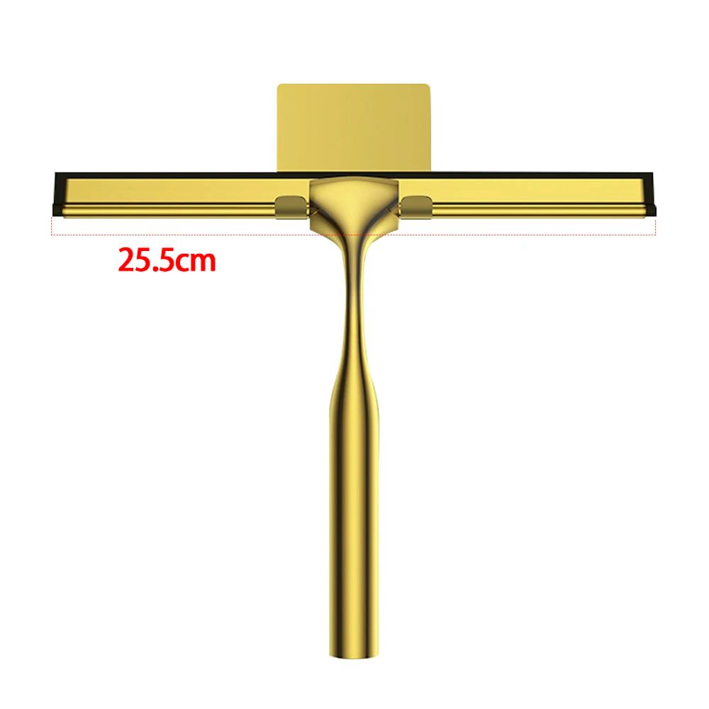 10in Stainless Steel Shower Squeegee Glass Window Cleaner With Silicone Blade Hook Set 5