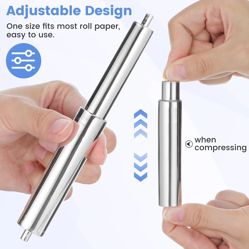 2pcs Retractable Toilet Paper Holder Rod SpringLoaded Replacement Spindle For Bathroom Tissue Roll 3