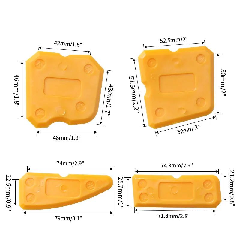 4 Pcs Silicone Caulking Scraper Tool Set Reusable Sealant Finishing Grout Removal Spatula Kit 7