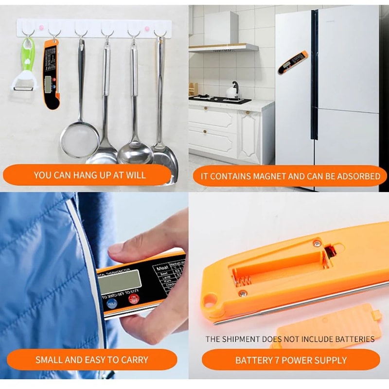 Instant Read Digital Meat Thermometer Foldable Probe BBQ Cooking Temperature Tool With LCD Displa 4