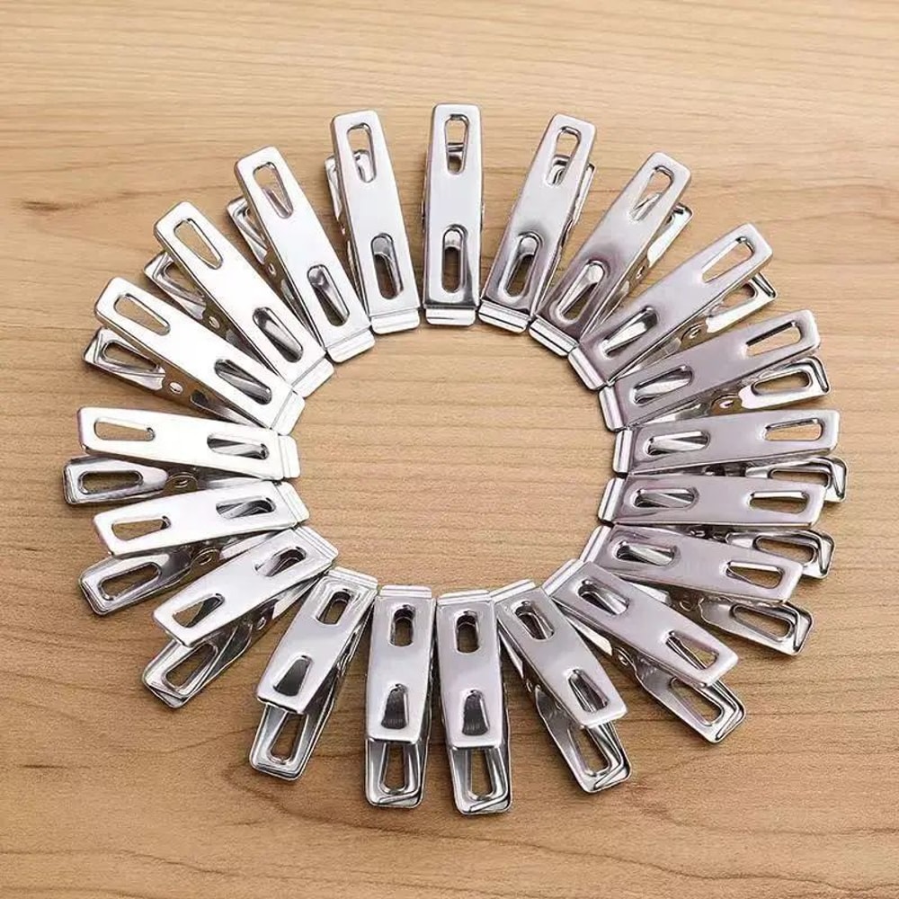 Stainless Steel Clothes Pegs Set 204060pcs Windproof Metal Clothespins For Laundry Home Use 3