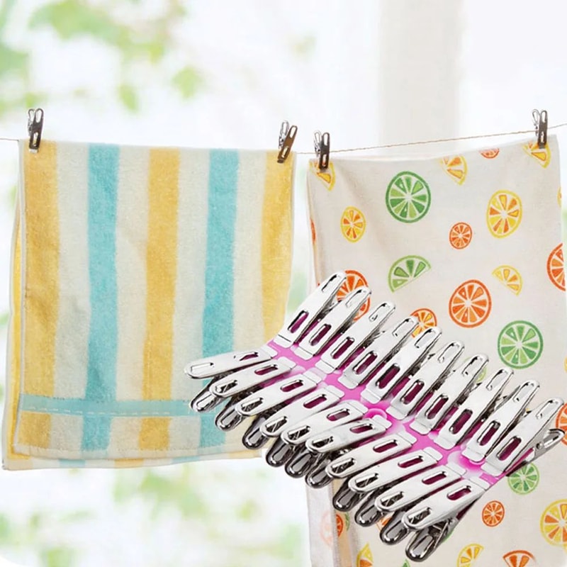 Stainless Steel Clothes Pegs Set 204060pcs Windproof Metal Clothespins For Laundry Home Use 1