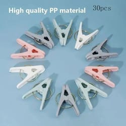 30pcs windlock multi-use clothespins set – strong windproof laundry & food sealing clips