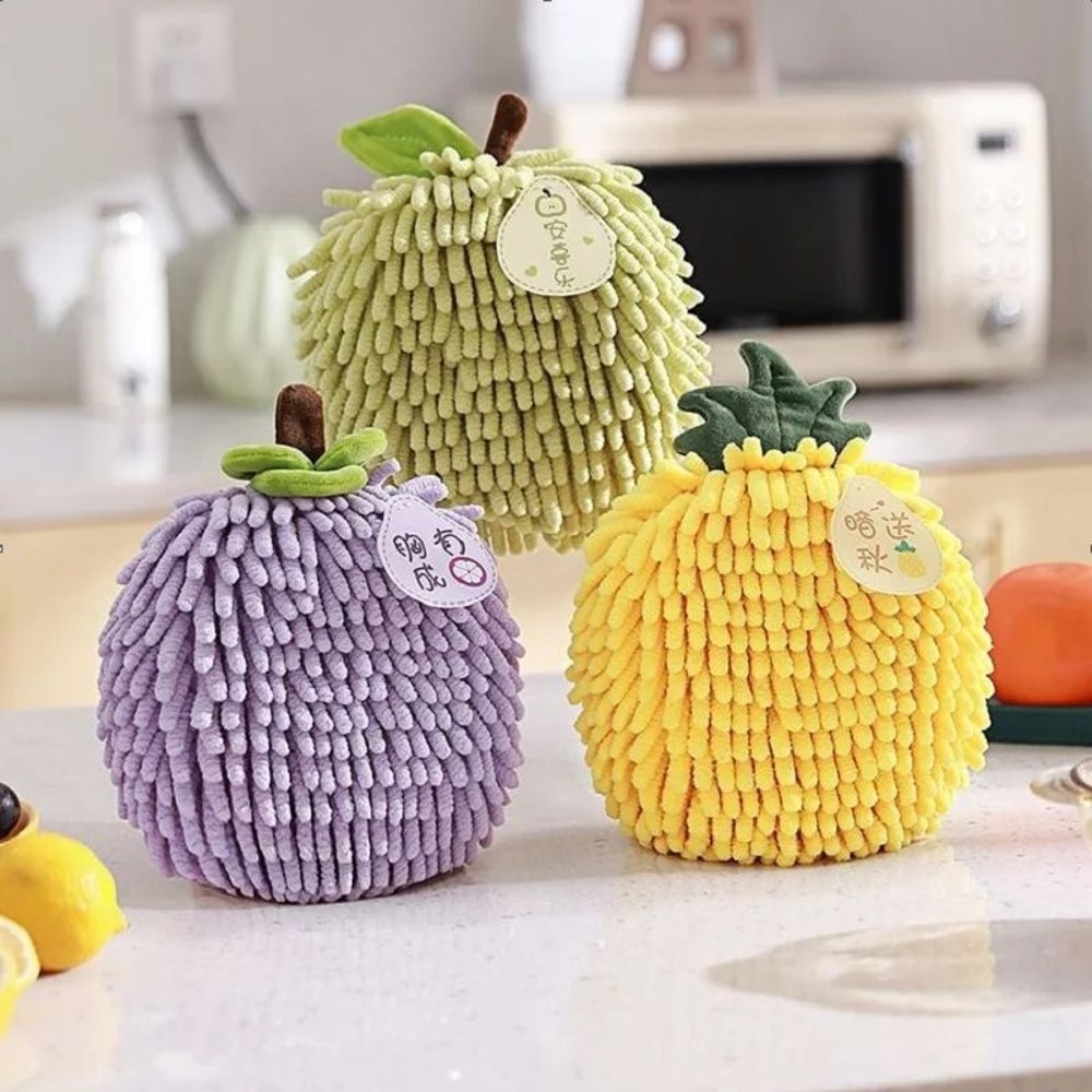 SoftDry Chenille Hand Towel Ball UltraAbsorbent Microfiber Hanging Kitchen Bathroom Towel 0