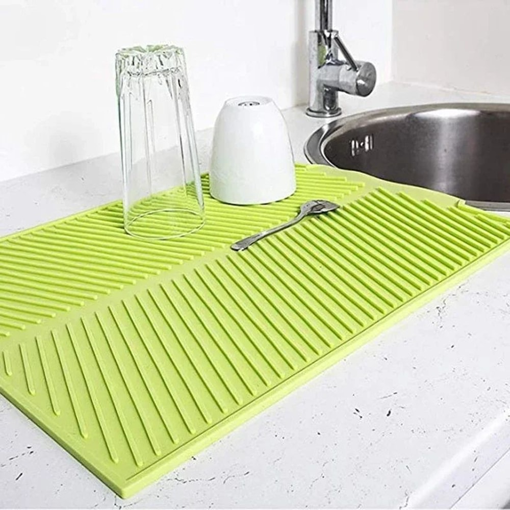 DryGuard Silicone Dish Drying Mat HeatResistant AntiSlip Kitchen Drain Pad Counter Protector 1