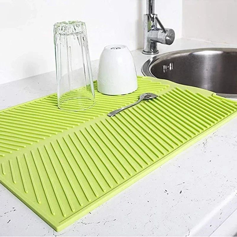 DryGuard Silicone Dish Drying Mat HeatResistant AntiSlip Kitchen Drain Pad Counter Protector 1