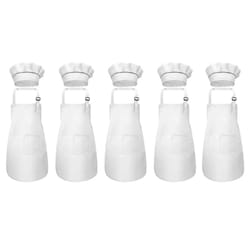 littlechef kids apron & hat set (5 sets) – adjustable cooking & painting costume kit for children