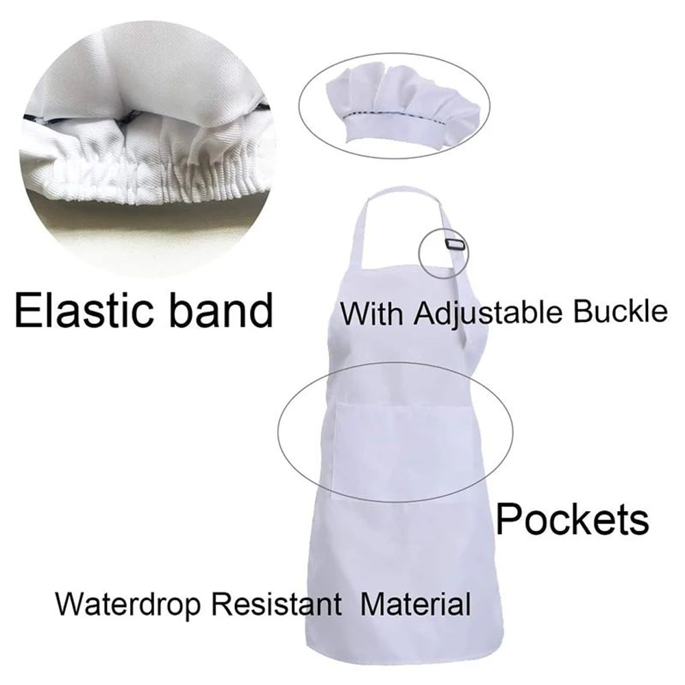 LittleChef Kids Apron Hat Set 5 Sets Adjustable Cooking Painting Costume Kit For Children 2