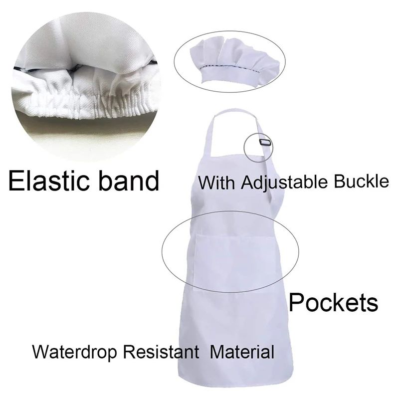 LittleChef Kids Apron Hat Set 5 Sets Adjustable Cooking Painting Costume Kit For Children 2