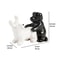 PupSpice Ceramic Dog Salt Pepper Shaker Set Black White Novelty Kitchen Spice Jars 4