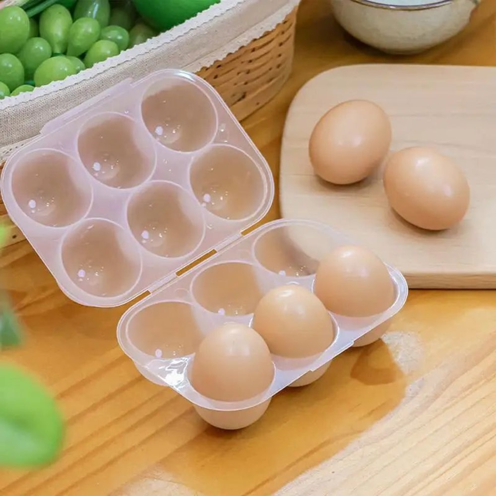 EggGuard 6Slot Egg Storage Carrier Portable Plastic Egg Holder Box With Handle For Travel Camping