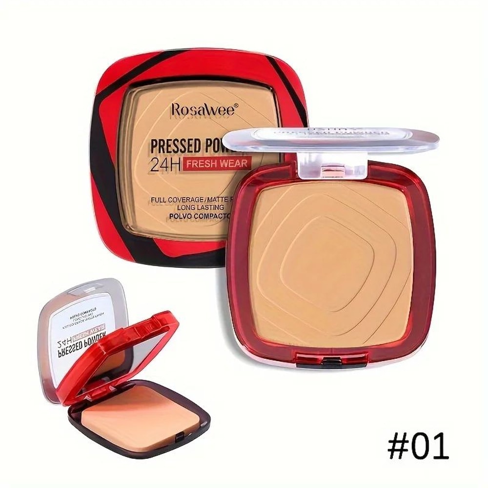 FlawlessMatte 24H Pressed Powder Foundation Full Coverage Weightless Finishing Powder With Puff 6