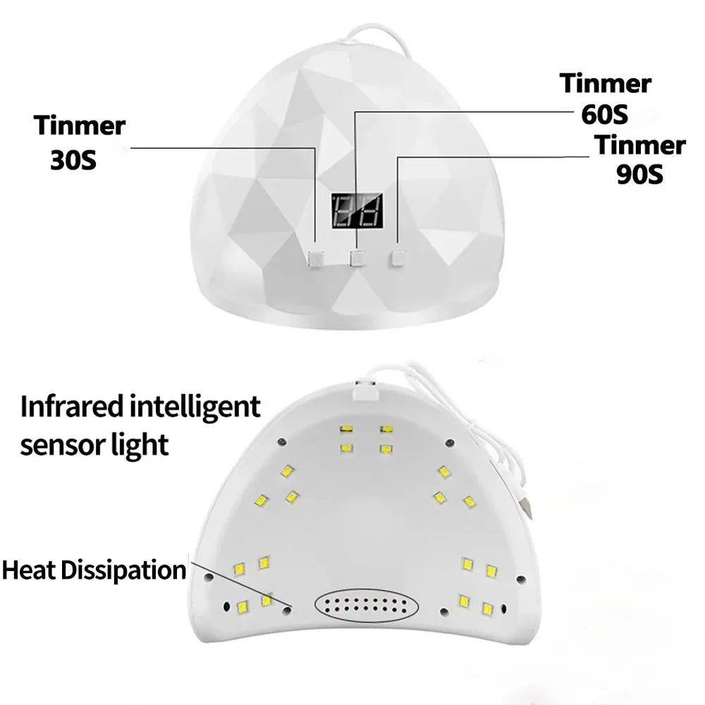 LULAA 88W UV LED Nail Lamp Fast Gel Nail Dryer With Eye Protection 3 Timer Settings 1