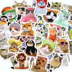 meowmix cute cat sticker pack – waterproof cartoon vinyl decals 2–3 in for laptop, phone & diy decor