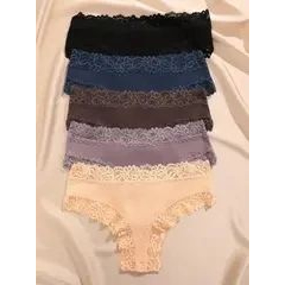 5pcs LaceBloom Cotton Panties Set Soft Floral Lace Patchwork Womens Briefs 9