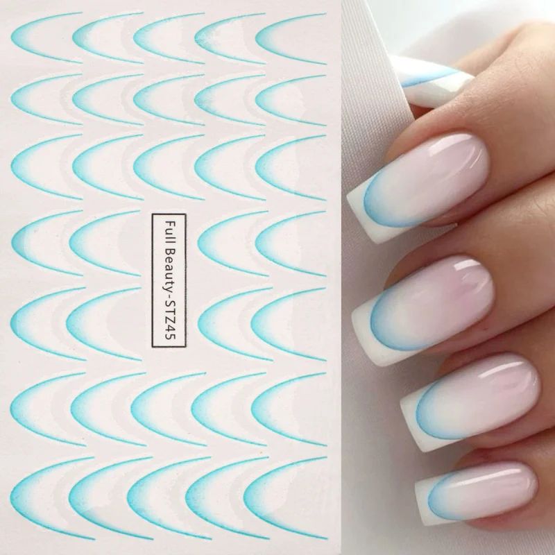 BloomWave Gradient French Nail Art Stickers Ink Blooming Ombre Water Transfer Decals 8 Sheets 1