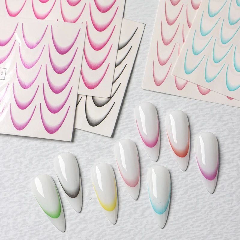 BloomWave Gradient French Nail Art Stickers Ink Blooming Ombre Water Transfer Decals 8 Sheets 4