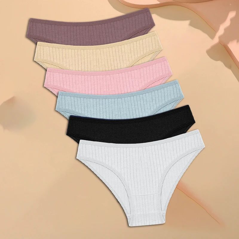 FineToo Womens Cotton Panty Set Soft Stretch Striped Solid Comfortable Briefs 8