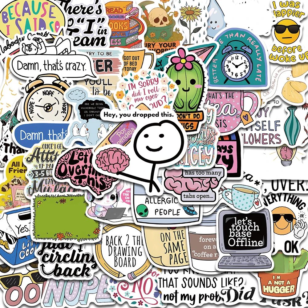 SnarkPop Sarcastic Sticker Pack Aesthetic Kawaii Waterproof Graffiti Decals 50pcs 5