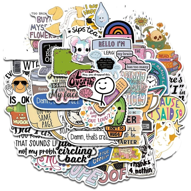 SnarkPop Sarcastic Sticker Pack Aesthetic Kawaii Waterproof Graffiti Decals 50pcs 0