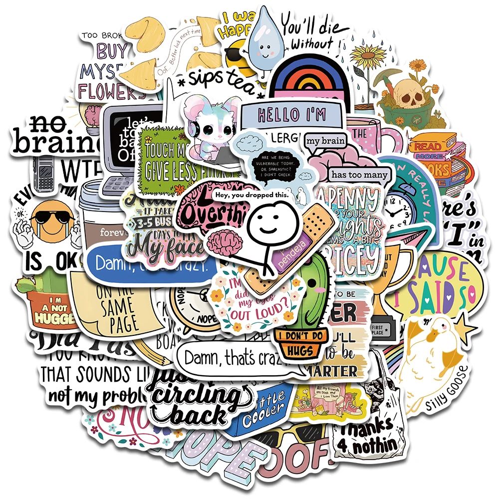 SnarkPop Sarcastic Sticker Pack Aesthetic Kawaii Waterproof Graffiti Decals 50pcs 6