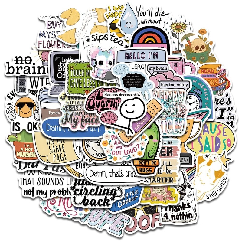 SnarkPop Sarcastic Sticker Pack Aesthetic Kawaii Waterproof Graffiti Decals 50pcs 6