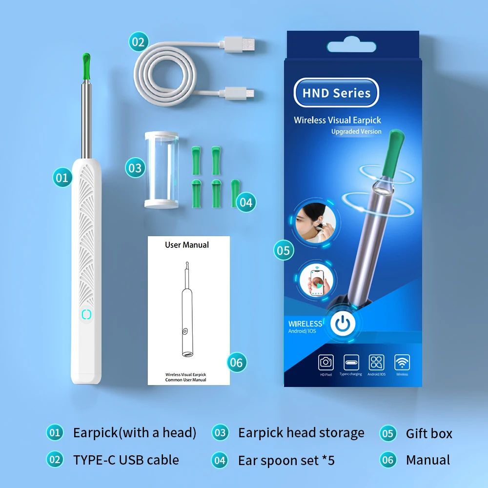 ClearView Wireless Ear Cleaner With Camera HD Otoscope Ear Wax Removal Tool With LED Lights USBC 7