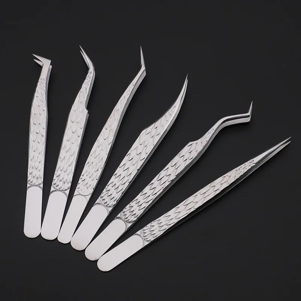 Precision Pro 6Piece Eyelash Tweezer Set Volume Lash Extension Tools Kit For False Lashes Eyebrow 1