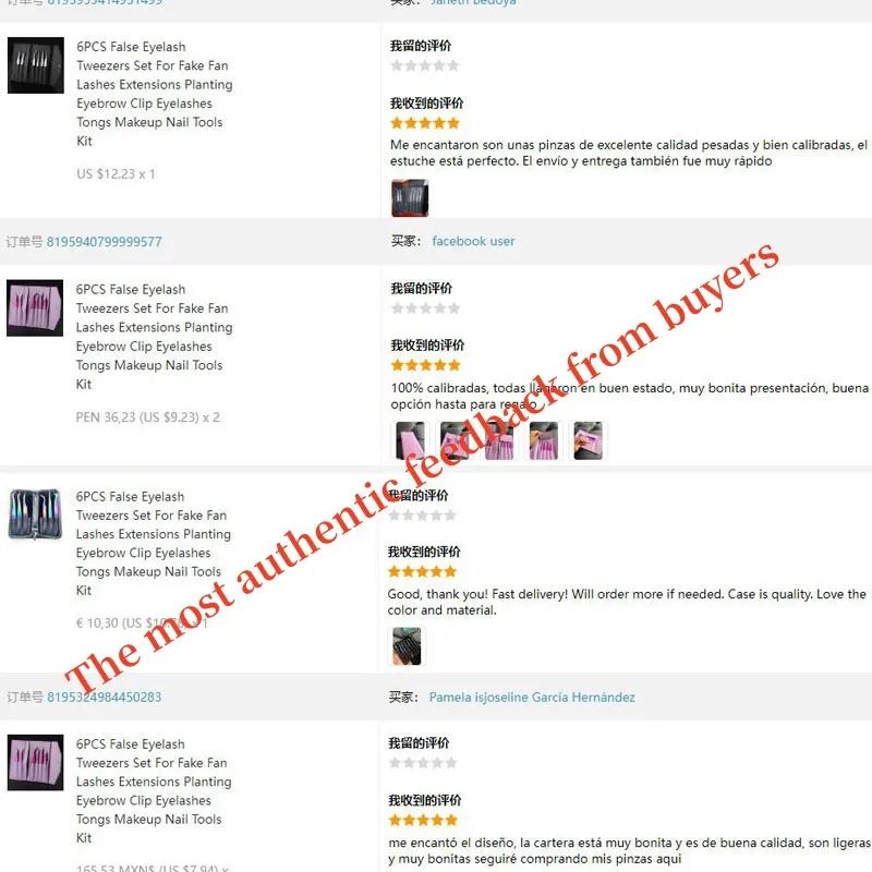 Precision Pro 6Piece Eyelash Tweezer Set Volume Lash Extension Tools Kit For False Lashes Eyebrow 4