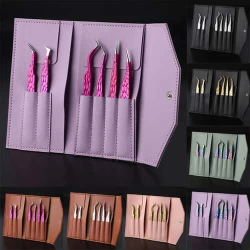 Precision Pro 6-Piece Eyelash Tweezer Set – Volume Lash Extension Tools Kit for False Lashes, Eyebrow Shaping & Nail Art