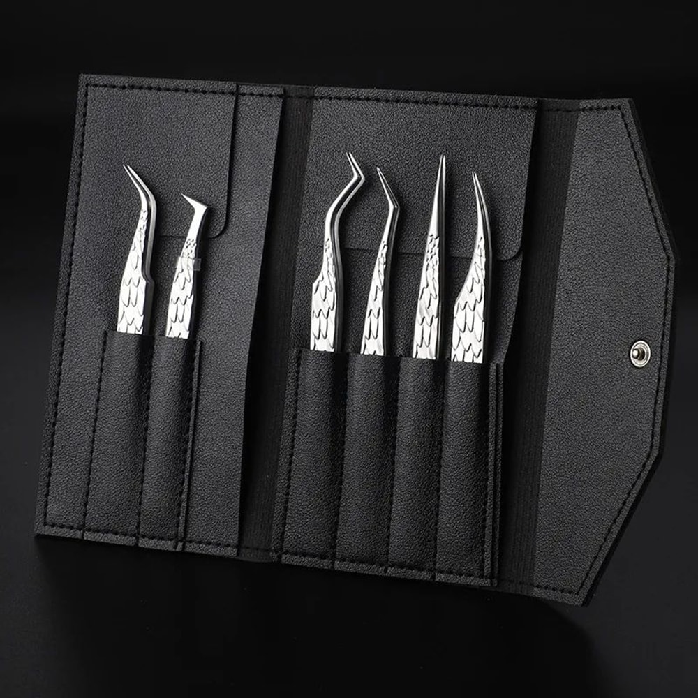 Precision Pro 6Piece Eyelash Tweezer Set Volume Lash Extension Tools Kit For False Lashes Eyebrow 12