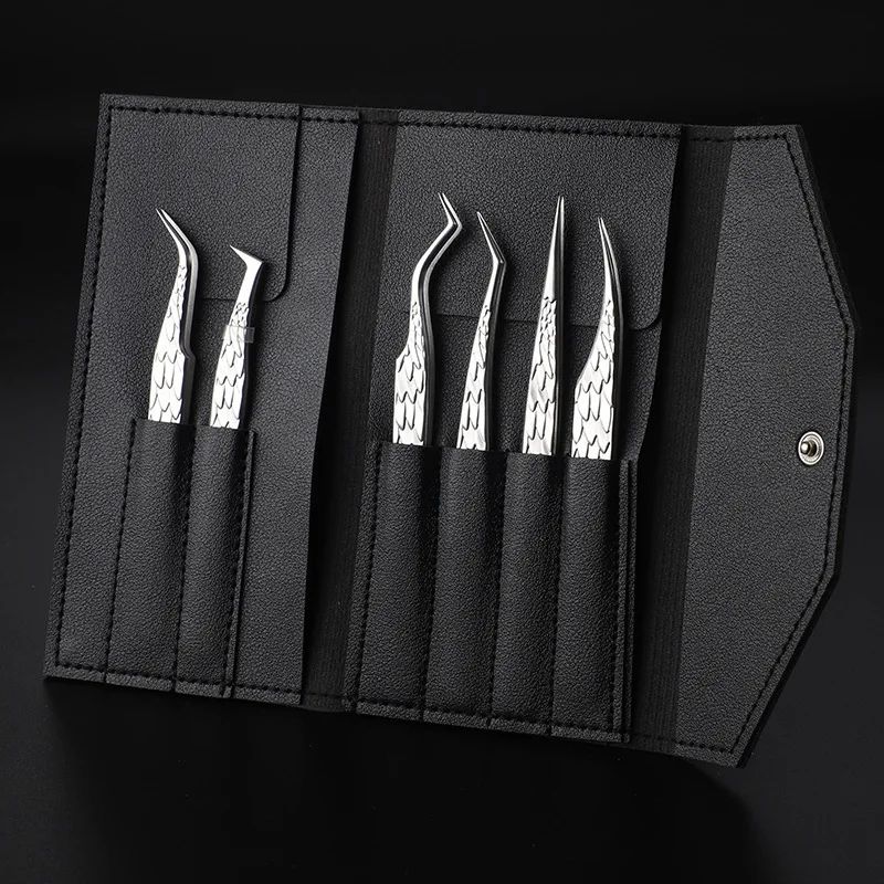 Precision Pro 6Piece Eyelash Tweezer Set Volume Lash Extension Tools Kit For False Lashes Eyebrow 12
