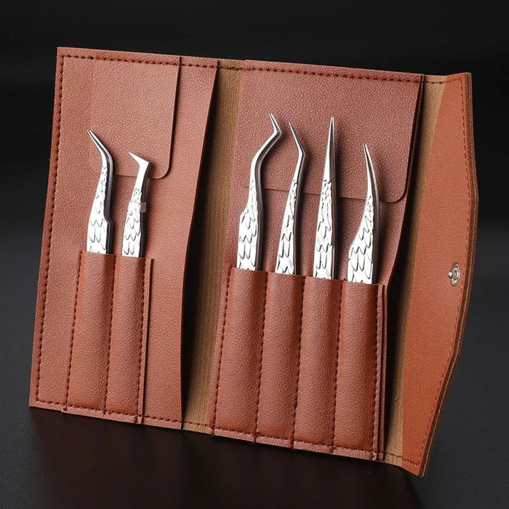 Precision Pro 6Piece Eyelash Tweezer Set Volume Lash Extension Tools Kit For False Lashes Eyebrow 16