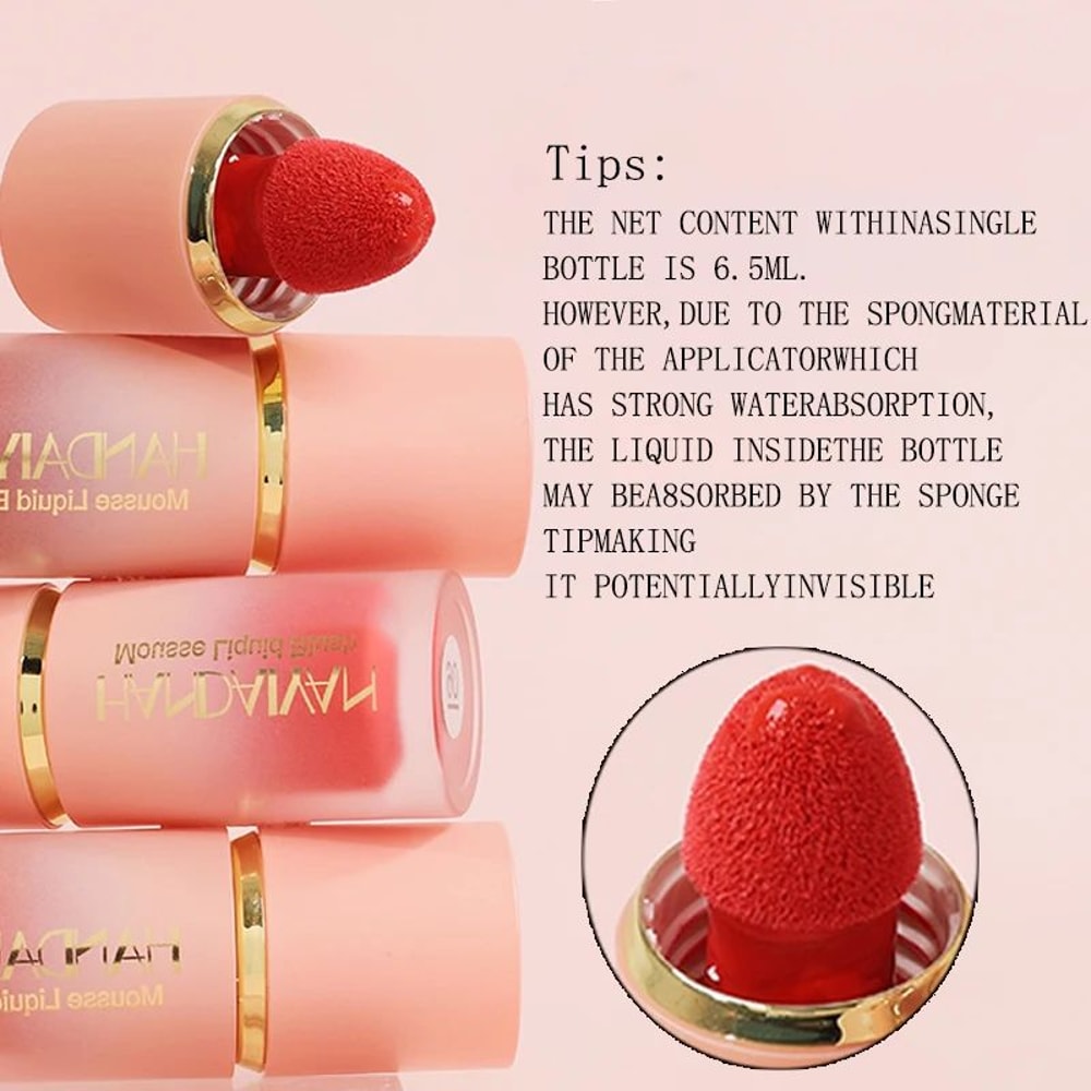 VelvetGlow 6Color Matte Liquid Blush LongLasting Waterproof Cheek Tint With BuiltIn Sponge Applica 2