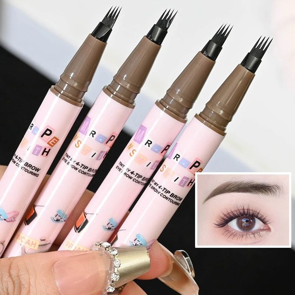 BrowDefine 4Color Waterproof Fork Tip Eyebrow Pen LongLasting Microblading Effect Liquid Brow Penc 1