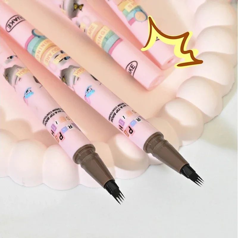 BrowDefine 4Color Waterproof Fork Tip Eyebrow Pen LongLasting Microblading Effect Liquid Brow Penc 3