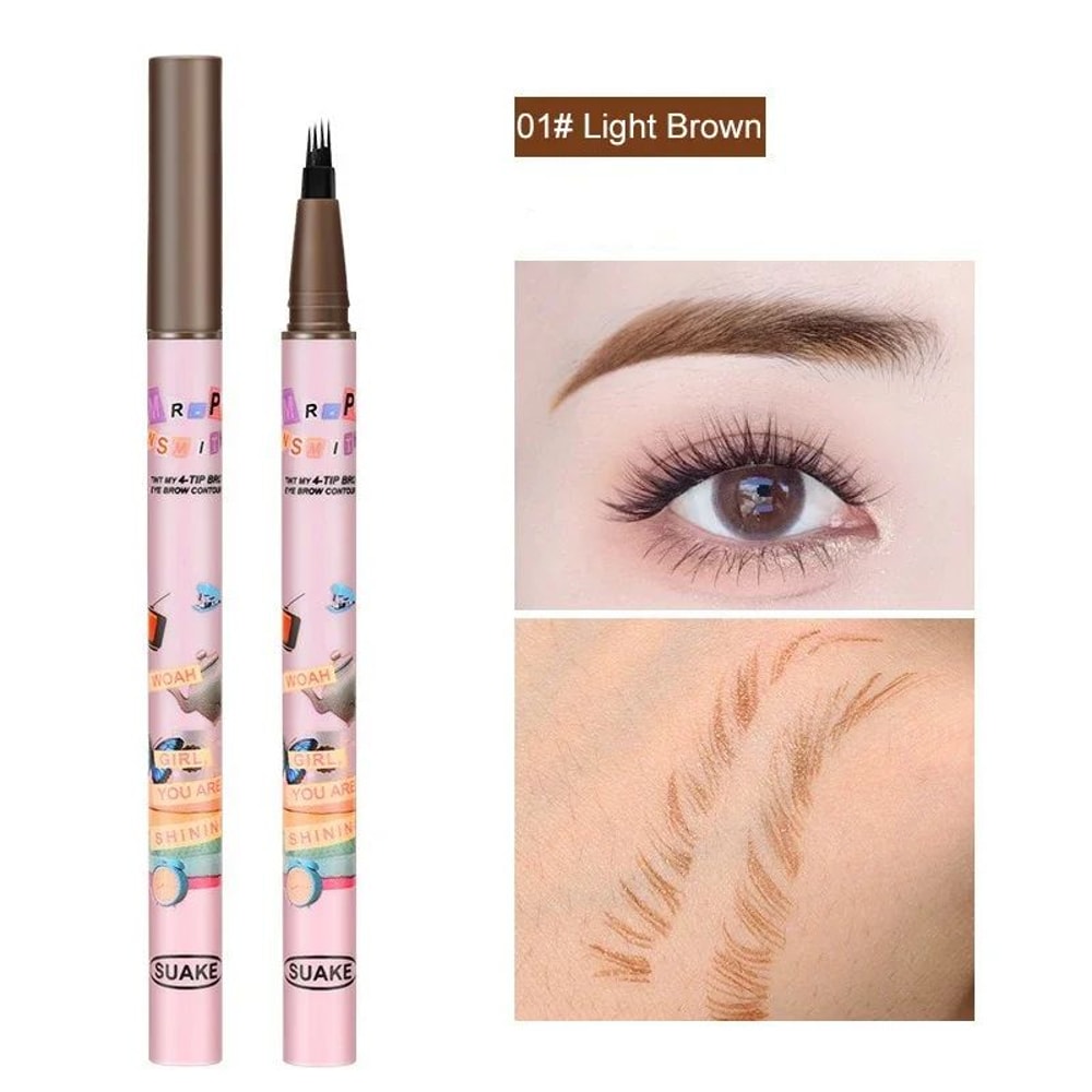 BrowDefine 4Color Waterproof Fork Tip Eyebrow Pen LongLasting Microblading Effect Liquid Brow Penc 5