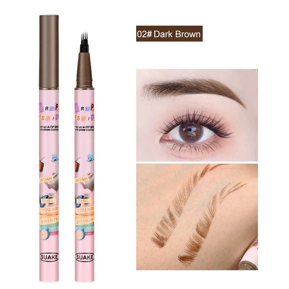 BrowDefine 4Color Waterproof Fork Tip Eyebrow Pen LongLasting Microblading Effect Liquid Brow Penc 6