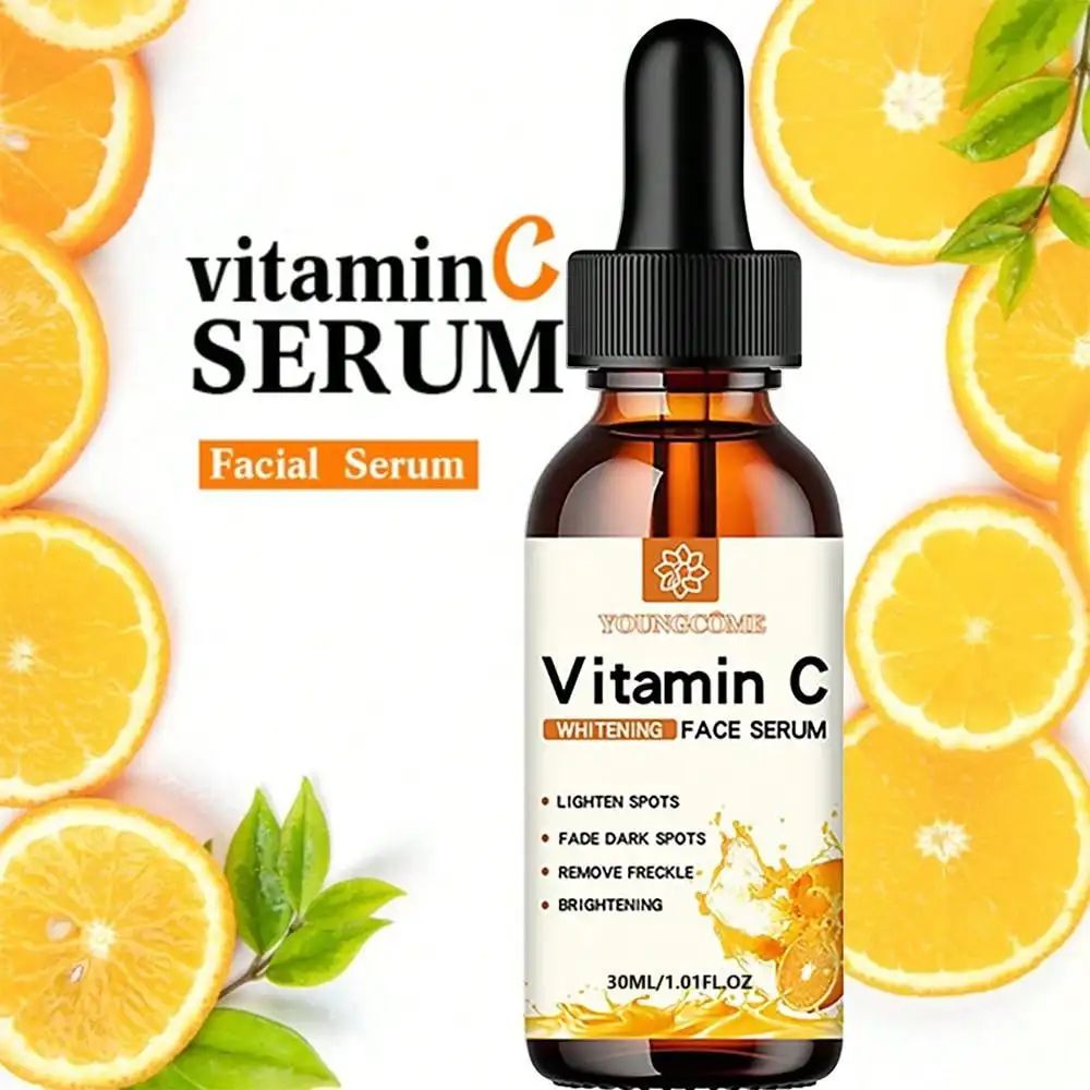 RadiantGlow Vitamin C Facial Essence Brightening Hyaluronic Acid Serum For Dark Spots AntiAging D 5