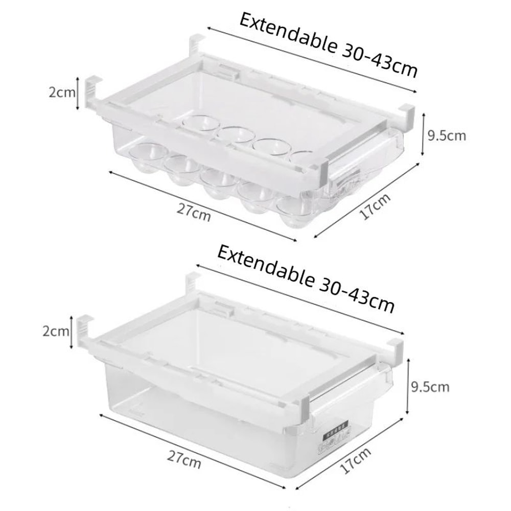 UnderShelf Refrigerator Drawer Organizer Transparent Food Storage Box For Fruits Vegetables Eggs 4
