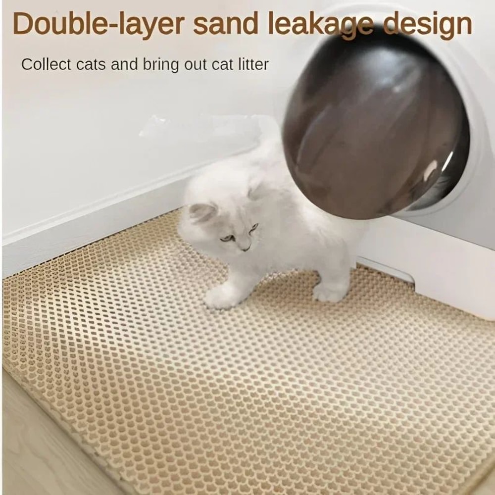 CleanPaws Double Layer Cat Litter Mat EVA AntiSlip Sand Trap Pad For Easy Cleanup 2