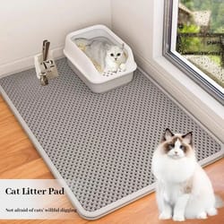 cleanpaws double layer cat litter mat – eva anti-slip sand trap pad for easy cleanup